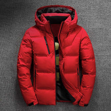 Load image into Gallery viewer, 2019 Mens Jaqueta de Inverno Qualidade Térmica Parka Grosso Casaco de Neve Vermelho Preto Masculino Moda Outwear Quente-Pato Branco Para Baixo Homens Jaqueta