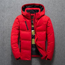 Load image into Gallery viewer, 2019 Mens Jaqueta de Inverno Qualidade Térmica Parka Grosso Casaco de Neve Vermelho Preto Masculino Moda Outwear Quente-Pato Branco Para Baixo Homens Jaqueta